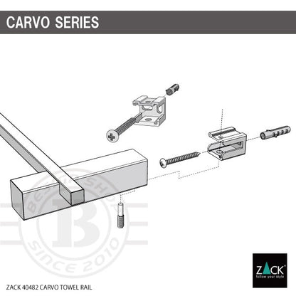 ZACK 40482 CARVO ドイツZACK社製モダンデザインのタオルレール65.8cm 壁付けタイプ DIY HL H2-7 [在庫有り]
