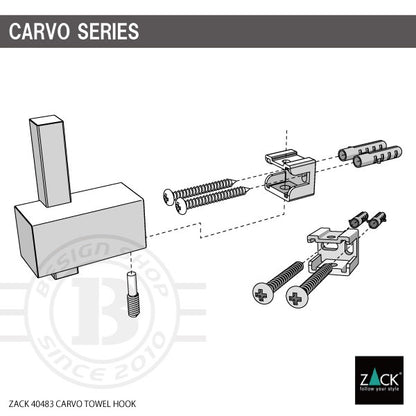 ZACK 40483 CARVO ドイツZACK社製モダンデザインのタオルフック 壁付けタイプ DIY HL [お取寄せ]