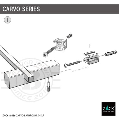 ZACK 40486 CARVO ドイツZACK社製モダンデザインのバスルームシェルフ 壁付けタイプ DIY HL [在庫有り]