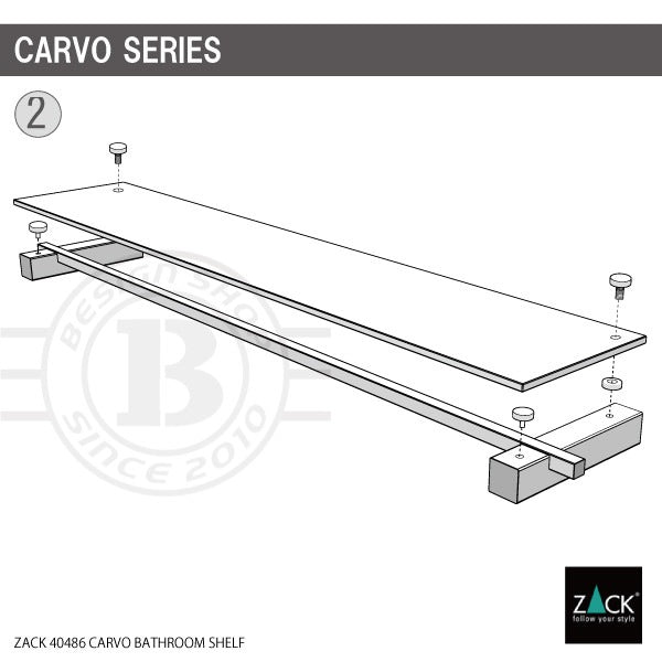 ZACK 40486 CARVO ドイツZACK社製モダンデザインのバスルームシェルフ 壁付けタイプ DIY HL [在庫有り]