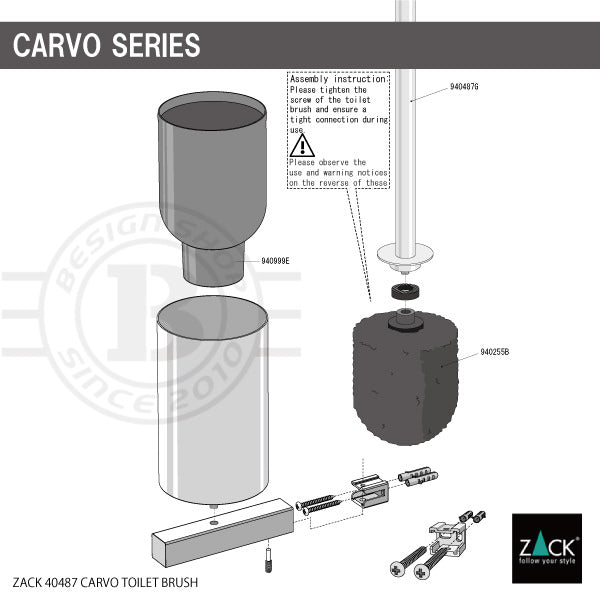 [サンプル品] ZACK 40487 CARVO ドイツZACK社製モダンデザインのトイレブラシ 壁付けタイプ DIY HL [在庫有り]