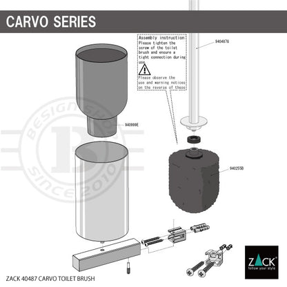 ZACK 40487 CARVO ドイツZACK社製モダンデザインのトイレブラシ 壁付けタイプ DIY HL [在庫有り]