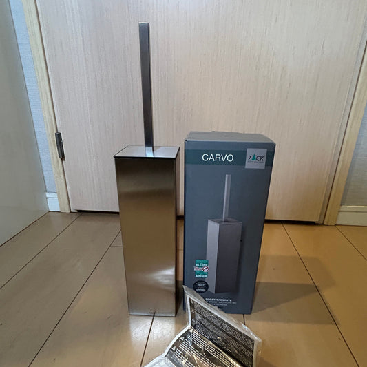 [SAMPLE] トイレブラシ｜ZACK 40490 CARVO HL 壁設置タイプ トイレ掃除 長さ41.7cm ケース幅8cm 奥行き10.2cm 18/10ステンレス製 ヘアライン仕上げ [在庫有り]