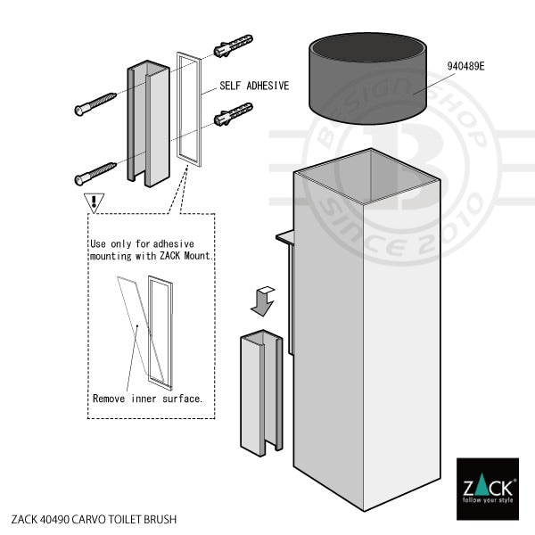 ZACK 40490 CARVO ドイツZACK社製モダンデザインのトイレブラシ 壁付けタイプ DIY HL [在庫有り]