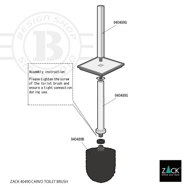 ZACK 40490 CARVO ドイツZACK社製モダンデザインのトイレブラシ 壁付けタイプ DIY HL [在庫有り]