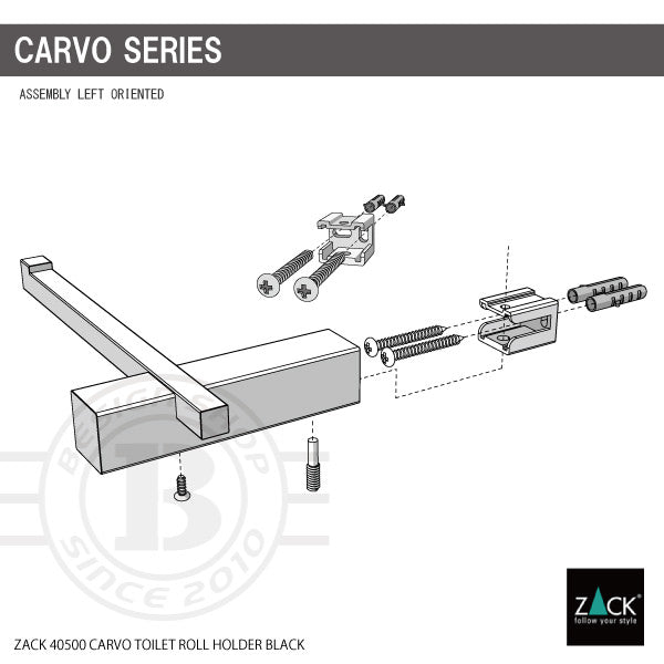ZACK 40500 CARVO ドイツZACK社製モダンデザインのトイレットペーパーホルダー マットブラック 壁付けタイプ DIY [在庫有り]