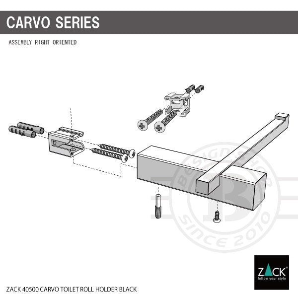 ZACK 40500 CARVO ドイツZACK社製モダンデザインのトイレットペーパーホルダー マットブラック 壁付けタイプ DIY [在庫有り]
