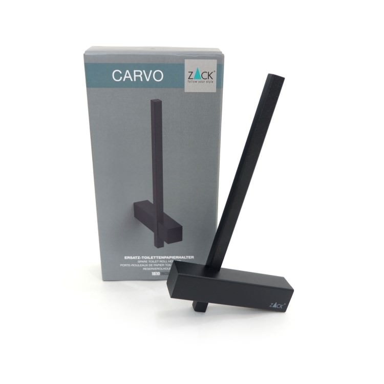 ZACK 40501 CARVO ドイツZACK社製モダンデザインのスペアトイレットペーパーホルダー マットブラック 壁付けタイプ DIY [在庫有り]