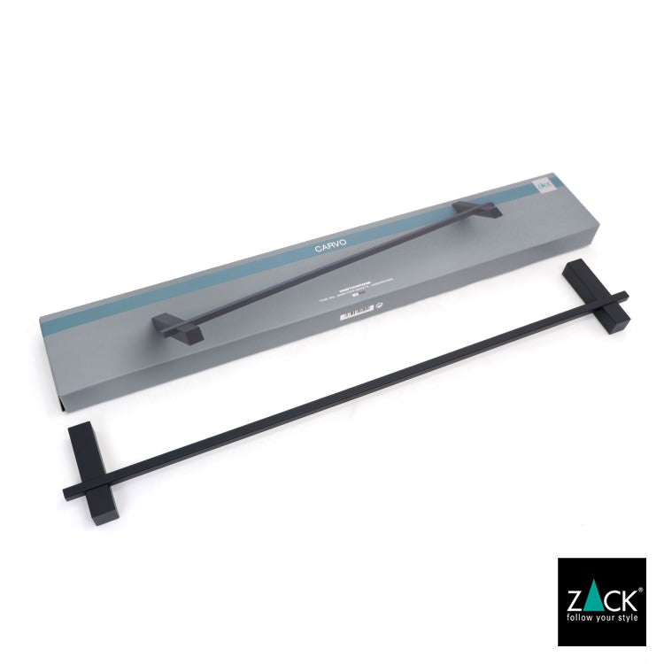 ZACK 40502 CARVO ドイツZACK社製モダンデザインのタオルレール マットブラック65.8cm 壁付けタイプ DIY [在庫有り] H2-46