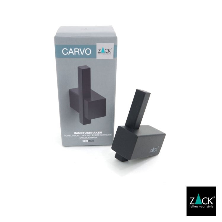 ZACK 40503 CARVO ドイツZACK社製モダンデザインのタオルフック マットブラック 壁付けタイプ DIY [お取寄せ]