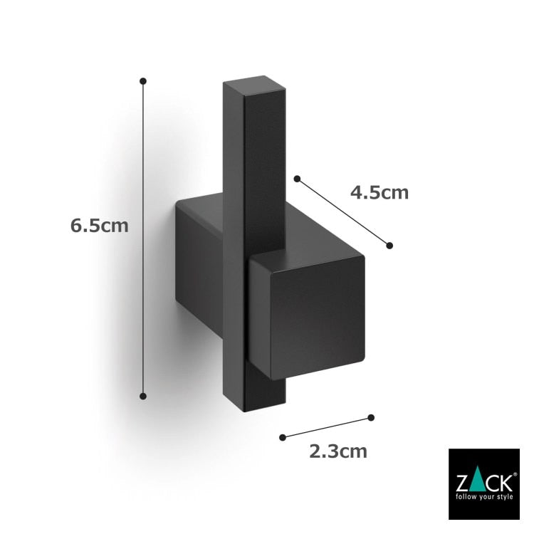 ZACK 40503 CARVO ドイツZACK社製モダンデザインのタオルフック マットブラック 壁付けタイプ DIY [お取寄せ]