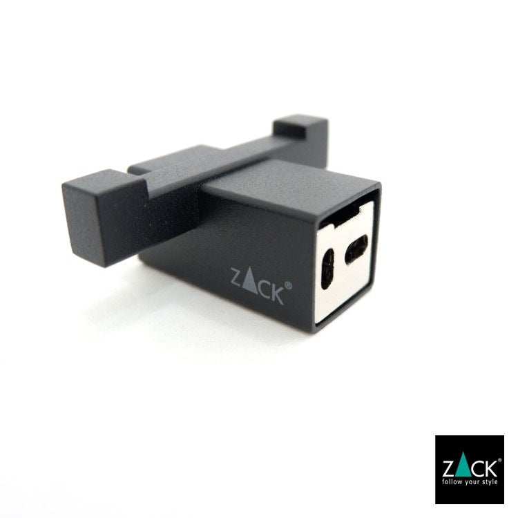 ZACK 40504 CARVO ドイツZACK社製モダンデザインのダブルタオルフック マットブラック 壁付けタイプ DIY [在庫有り]