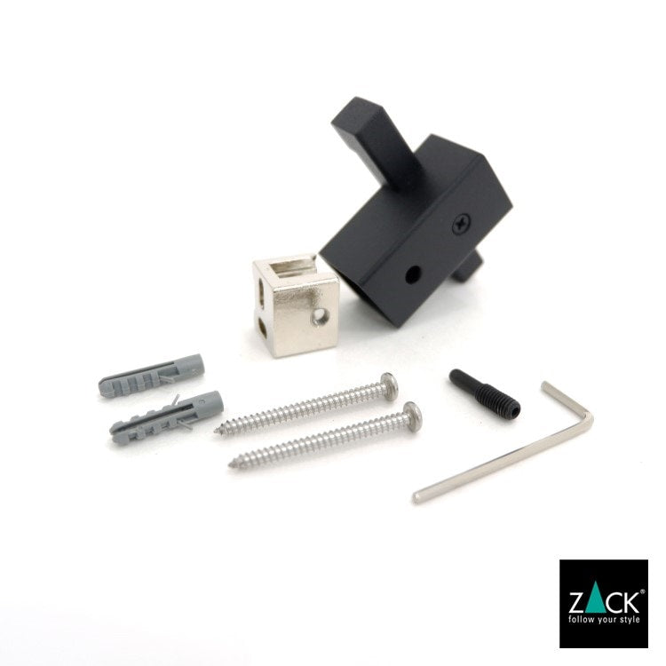 ZACK 40504 CARVO ドイツZACK社製モダンデザインのダブルタオルフック マットブラック 壁付けタイプ DIY [在庫有り]