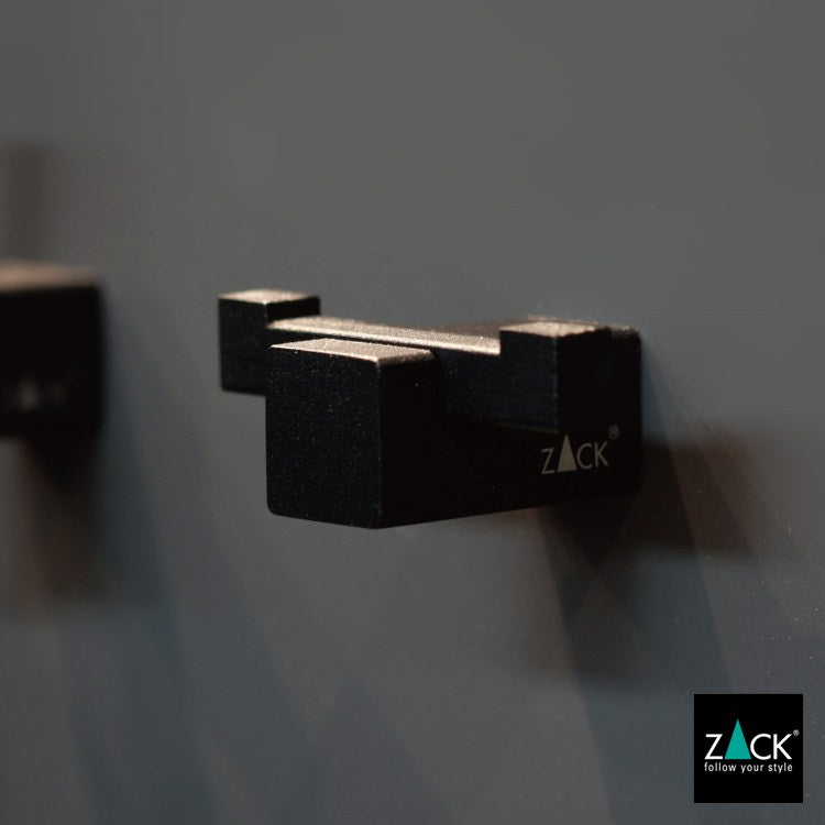ZACK 40504 CARVO ドイツZACK社製モダンデザインのダブルタオルフック マットブラック 壁付けタイプ DIY [在庫有り]