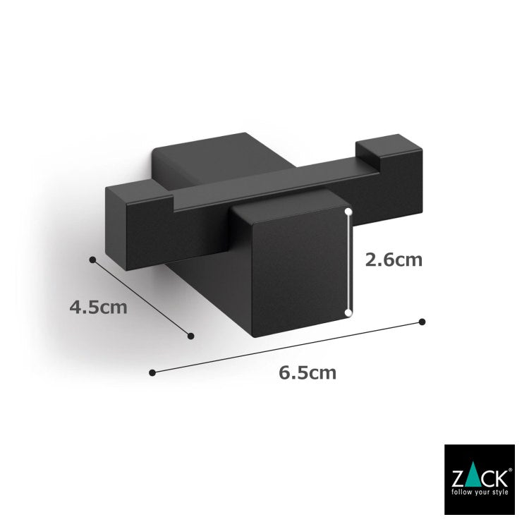 ZACK 40504 CARVO ドイツZACK社製モダンデザインのダブルタオルフック マットブラック 壁付けタイプ DIY [在庫有り]