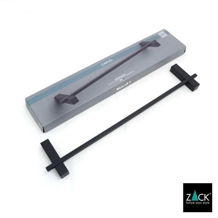 ZACK 40505 CARVO ドイツZACK社製モダンデザインのタオルレール マットブラック50.8cm 壁付けタイプ DIY [お取寄せ]