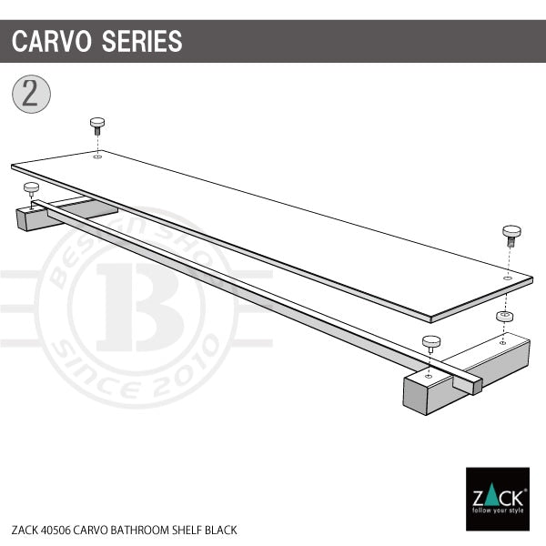 ZACK 40506 CARVO ドイツZACK社製モダンデザインのバスルームシェルフ マットブラック 壁付けタイプ DIY [在庫有り]