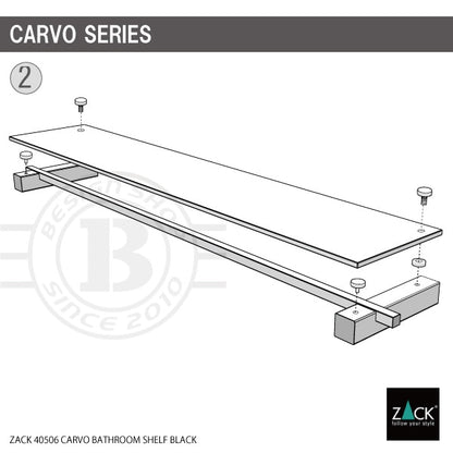 ZACK 40506 CARVO ドイツZACK社製モダンデザインのバスルームシェルフ マットブラック 壁付けタイプ DIY [在庫有り]