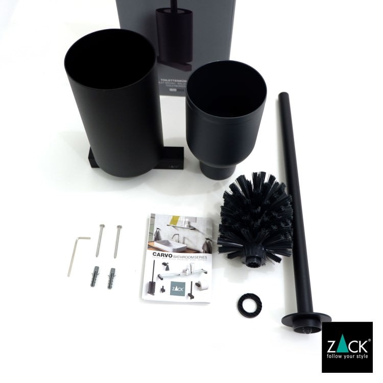 [サンプル品] ZACK 40507 CARVO ドイツZACK社製モダンデザインのトイレブラシ マットブラック 壁付けタイプ DIY [在庫有り]