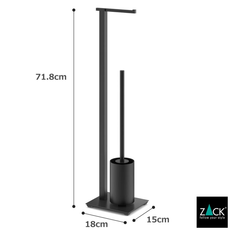 ZACK 40508 CARVO ドイツZACK社製モダンデザインのトイレットペーパースタンド トイレットバトラー マットブラック [在庫有り]