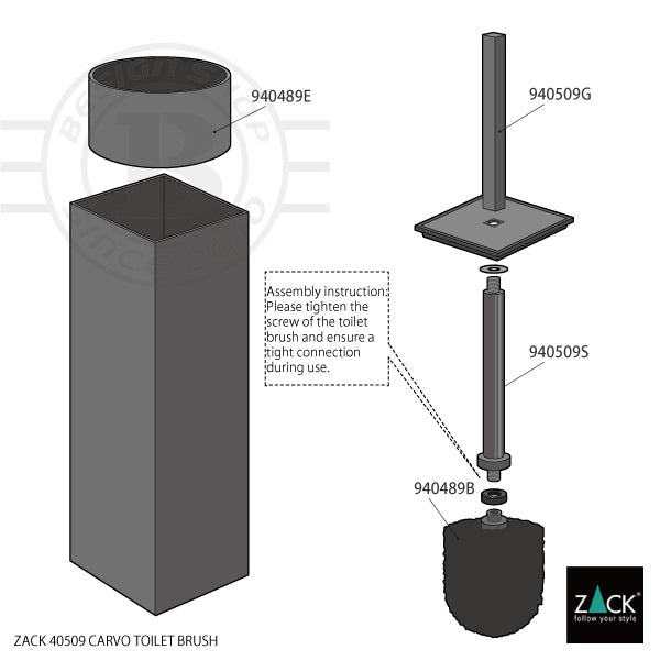 ZACK 40509 CARVO ドイツZACK社製モダンデザインのトイレブラシ マットブラック [在庫有り]