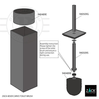ZACK 40509 CARVO ドイツZACK社製モダンデザインのトイレブラシ マットブラック [在庫有り]