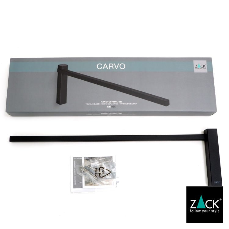 ZACK 40511 CARVO ドイツZACK社製モダンデザインのタオルホルダー マットブラック 壁付けタイプ DIY [在庫有り]