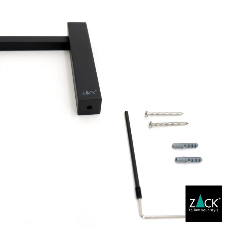 ZACK 40511 CARVO ドイツZACK社製モダンデザインのタオルホルダー マットブラック 壁付けタイプ DIY [在庫有り]