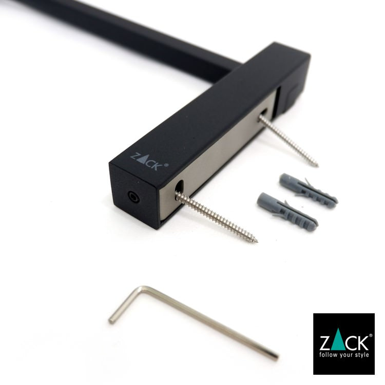 ZACK 40511 CARVO ドイツZACK社製モダンデザインのタオルホルダー マットブラック 壁付けタイプ DIY [在庫有り]