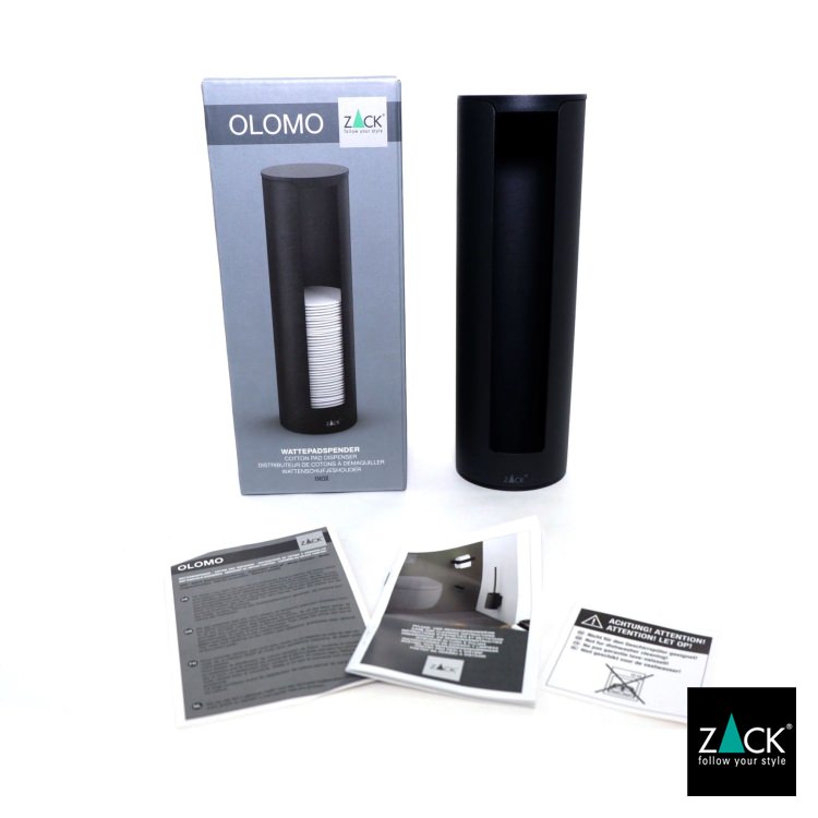 ZACK 40518 OLOMO ドイツZACK社製モダンデザインのコットンパッドディスペンサー マットブラック [在庫有り]