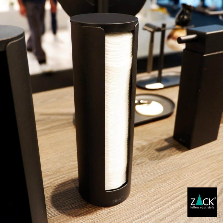 ZACK 40518 OLOMO ドイツZACK社製モダンデザインのコットンパッドディスペンサー マットブラック [在庫有り]
