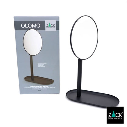 ZACK 40525 OLOMO ドイツZACK社製モダンデザインのハンドヘルドミラー(トレー付き) マットブラック [在庫有り]