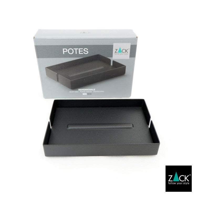 ZACK 40537 POTES ドイツZACK社製モダンデザインのソープディッシュ マットブラック [在庫有り] H2-158