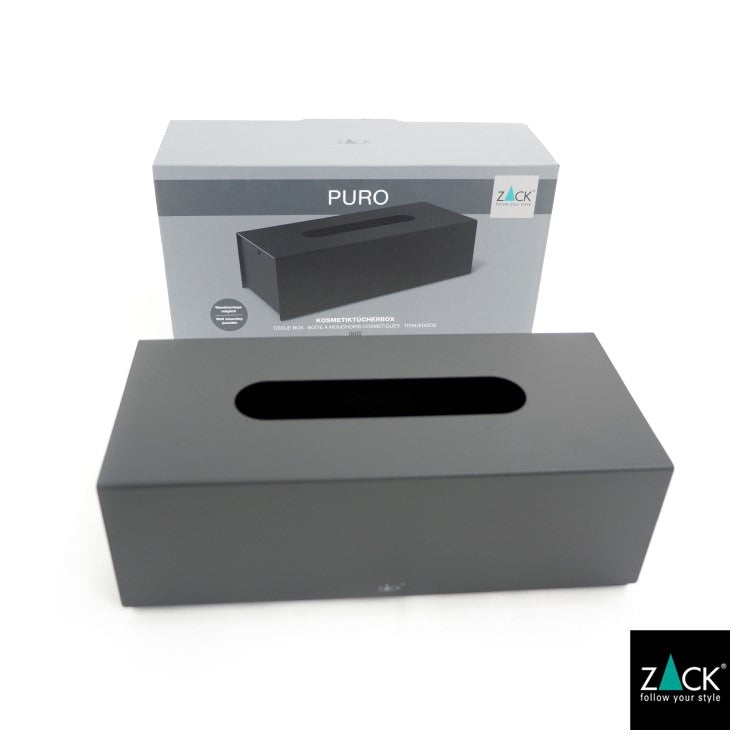 ZACK 40541 PURO ドイツZACK社製モダンデザインのティッシュボックス マットブラック [お取寄せ]