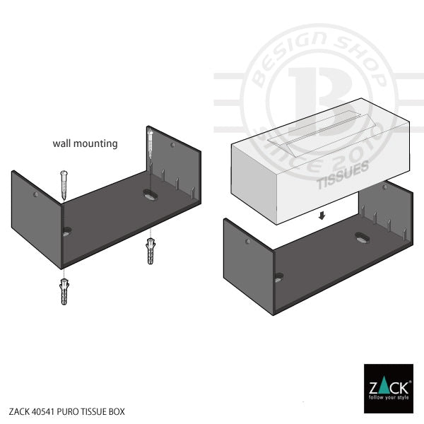 ZACK 40541 PURO ドイツZACK社製モダンデザインのティッシュボックス マットブラック [お取寄せ]