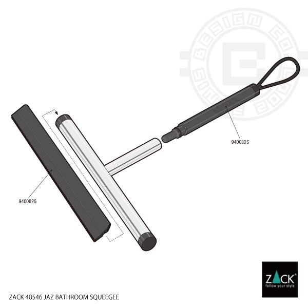ZACK 40546 JAZ ドイツZACK社製モダンデザインのバスルームスクイージーS マットブラック [在庫有り]