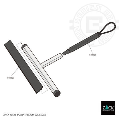 ZACK 40546 JAZ ドイツZACK社製モダンデザインのバスルームスクイージーS マットブラック [在庫有り]