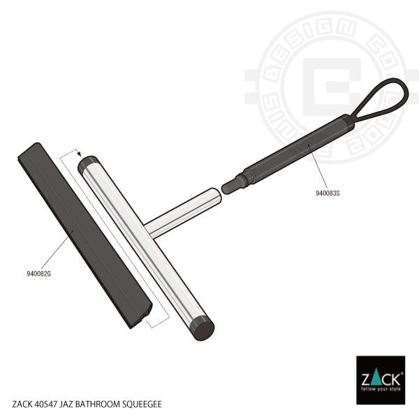 ZACK 40547 JAZ ドイツZACK社製モダンデザインのバスルームスクイージーM マットブラック [在庫有り]H1