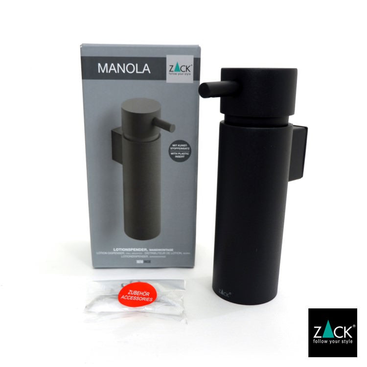 ZACK 40558 MANOLA ドイツZACK社製モダンデザインのリキッドディスペンサー マットブラック 壁付けタイプ DIY [在庫有り]