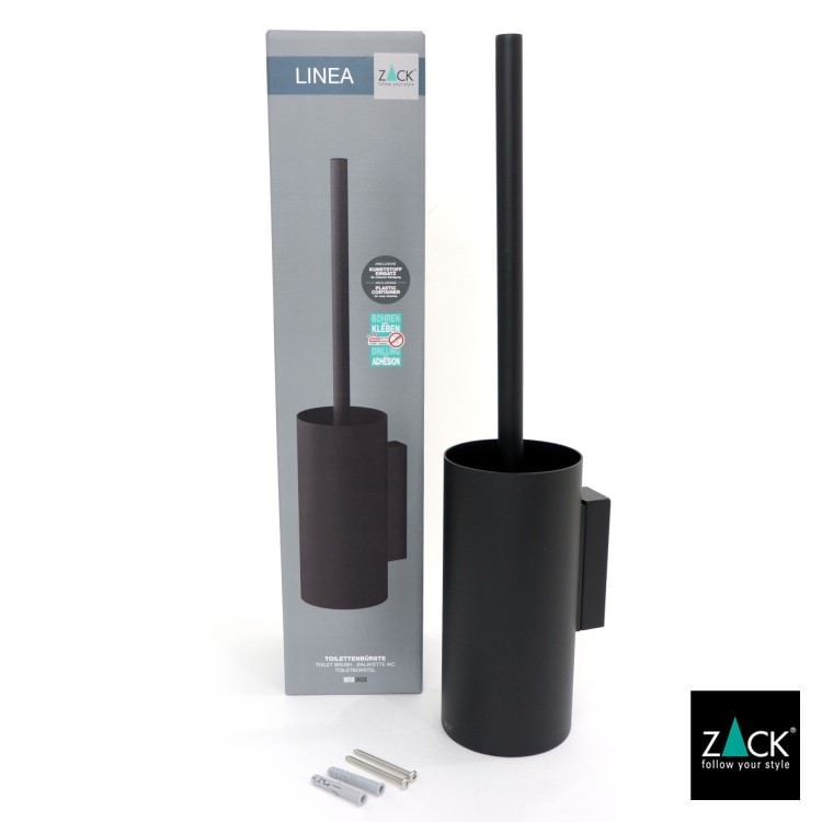 [サンプル品] ZACK 40571 LINEA ドイツZACK社製モダンデザインのトイレブラシ マットブラック 壁付けタイプ DIY [在庫有り]