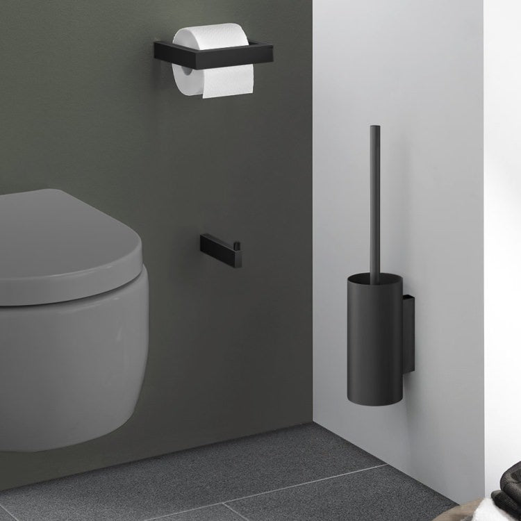 [サンプル品] ZACK 40571 LINEA ドイツZACK社製モダンデザインのトイレブラシ マットブラック 壁付けタイプ DIY [在庫有り]