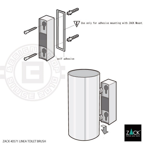 [サンプル品] ZACK 40571 LINEA ドイツZACK社製モダンデザインのトイレブラシ マットブラック 壁付けタイプ DIY [在庫有り]