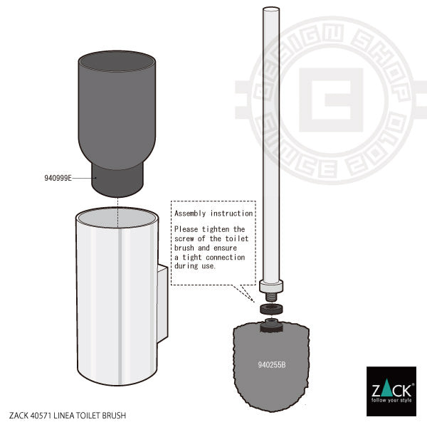 [サンプル品] ZACK 40571 LINEA ドイツZACK社製モダンデザインのトイレブラシ マットブラック 壁付けタイプ DIY [在庫有り]