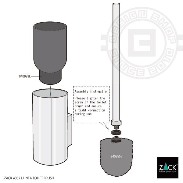ZACK 40571 LINEA ドイツZACK社製モダンデザインのトイレブラシ マットブラック 壁付けタイプ DIY [在庫有り]