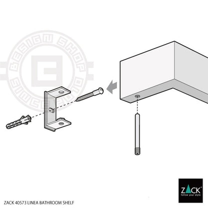 ZACK 40573 LINEA ドイツZACK社製モダンデザインのバスルームシェルフ マットブラック 壁付けタイプ DIY H1 [在庫有り]