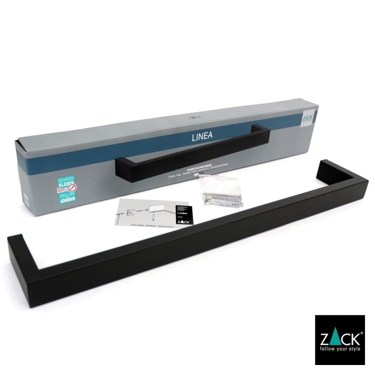 ZACK 40577 LINEA ドイツZACK社製モダンデザインのタオルレール マットブラック 壁付けタイプ DIY [在庫有り]