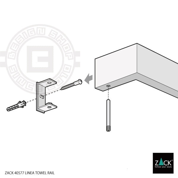 ZACK 40577 LINEA ドイツZACK社製モダンデザインのタオルレール マットブラック 壁付けタイプ DIY [在庫有り]