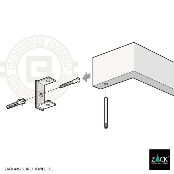 ZACK 40578 LINEA ドイツZACK社製モダンデザインのタオルレール マットブラック 壁付けタイプ DIY [在庫有り]H1