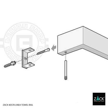 ZACK 40578 LINEA ドイツZACK社製モダンデザインのタオルレール マットブラック 壁付けタイプ DIY [在庫有り]H1