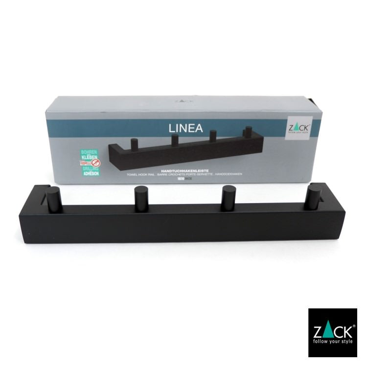 ZACK 40579 LINEA ドイツZACK社製モダンデザインのタオルフックレール マットブラック 壁付けタイプ DIY [在庫有り]H1